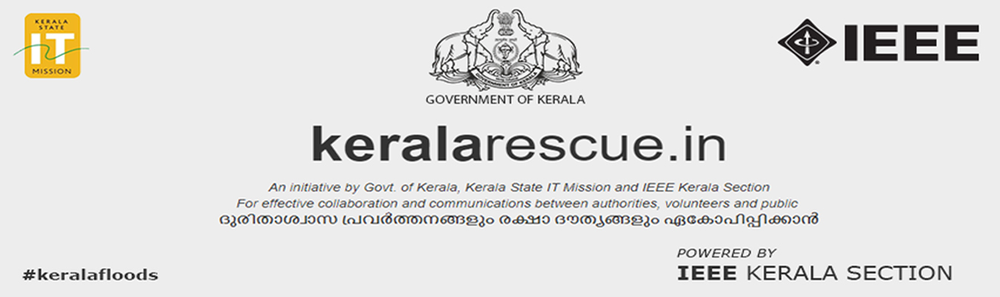 keralarescue.in banner, powered by IEEE Kerala Section
